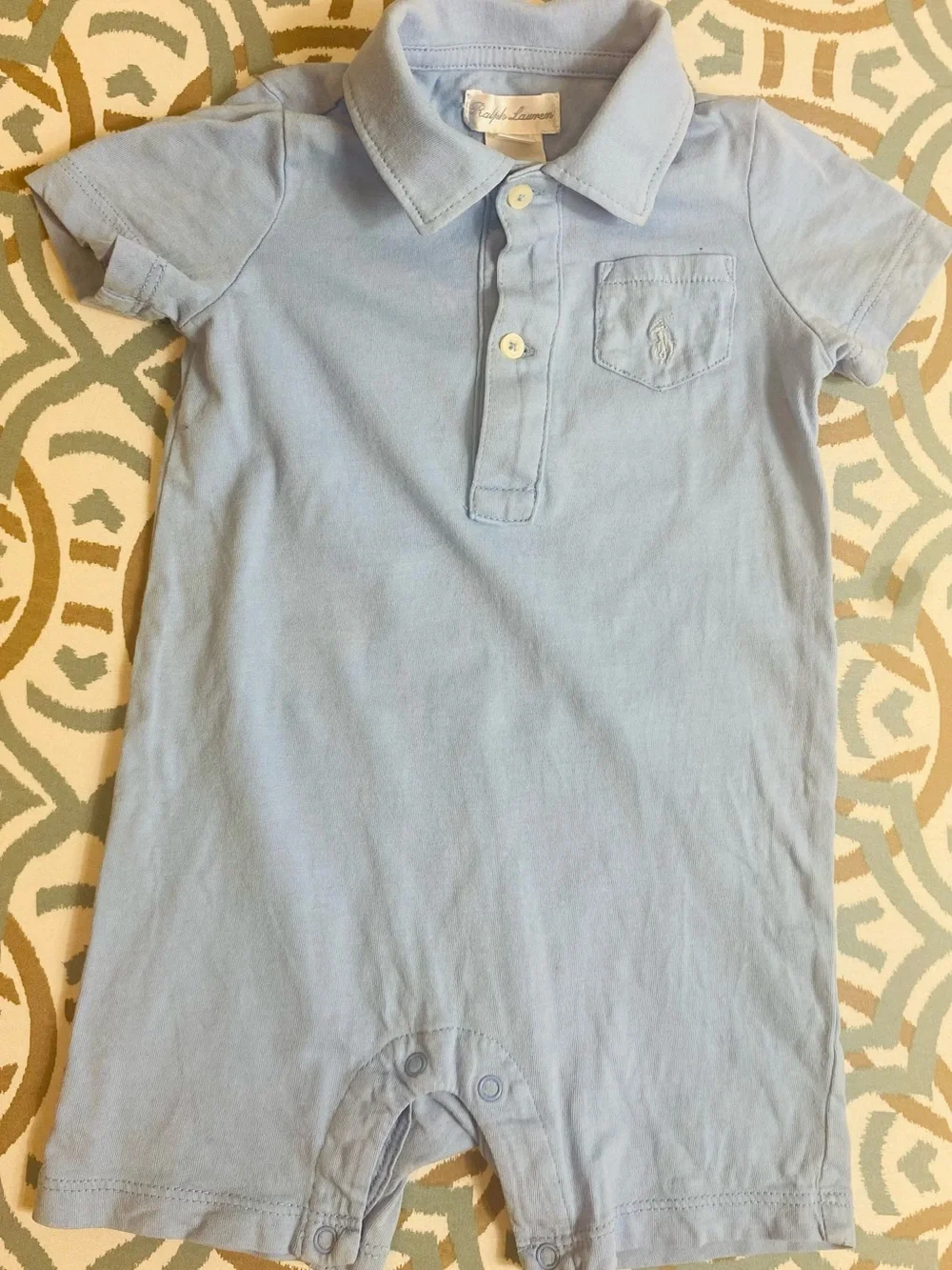 Ralph Lauren Light Blue Short-Sleeve Polo Romper